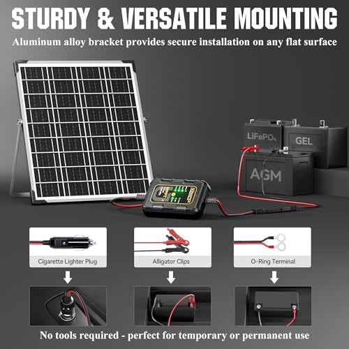 SUNAPEX 25W Solar Trickle Charger 12V Battery Maintainer | Solar Panel With MPPT Charge Controller,Waterproof Solar Panel Kit for Car,Trailer,Motorcycle,Boat Marine,Rv,and Truck. - size: 25W - MPPT