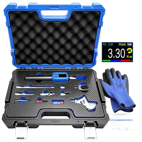 Adjustable Digital Torque Wrench, 2.2-44.2 Ft-lbs/3-60 Nm, Hvac Torque Wrench with 38 mm Adjustable Jaw, 3/8 Drive Ratchet, ±1% Accuracy, Color TFT Screen, Vibration, Buzzer and LED Indicator - color: 3-60 Nm