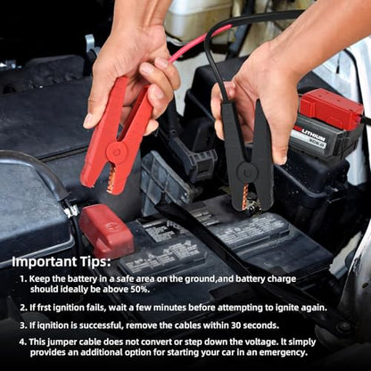 6.2FT Jumper Cables for Milwaukee M18, 8AWG Booster for Car/Mower | Insulated Rubber Clamps, Secure Alligator Grip, Premium PVC Jacket, Extreme Temp Resistance, Compact Trunk Storage