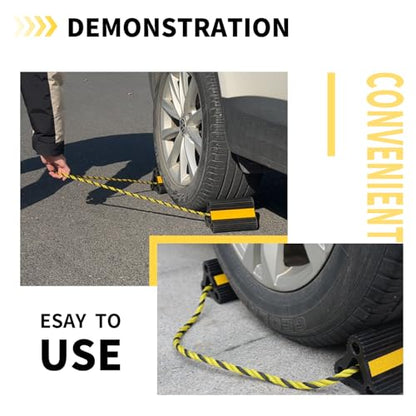 RV Wheel Chocks for Trailers Camper Trucks and Small Aircraft Wheel Chock 2Pair4Pack Wheel Chock Block with 3 Reflective Strips Versatile Heavy Duty Solid Rubber Wheel Immobilizers & Chocks - size: 6.21"2pair4pack