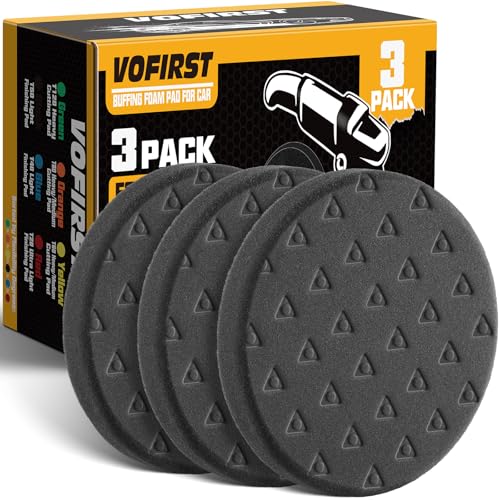6 Inch Buffing Polishing Pads - 3Pcs Black Light Cut Pad - 6.5 Inch Face for 6 Inch 150mm Backing Plate - High-Density Buffing Sponge Pads for Car Buffer Polisher Compounding, Polishing & Waxing - color: Black, size: 6.5 - Inch