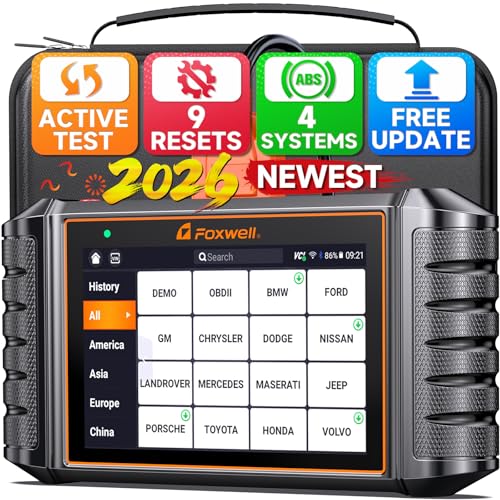 FOXWELL NT716 Code Reader, 4-System Diagnostic Scanner for Home Mechanics | ABS SRS Transmission Engine, 9 Reset, Active Test, ABS Bleeding, AutoVIN, Live Data, Lifetime Free Updates, Orange