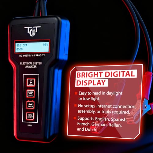 Professional Battery Tester for 6V 12V 24V 36V Systems – Digital Load Tester for Car Automotive Alternator & Starter Analyzer with Bluetooth Printer – B500 by Tech Professional Service Tools - style: B500