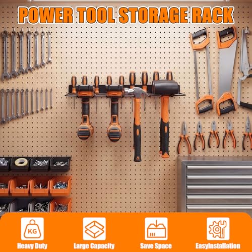 Frienda 4 Pack Power Tool Organizer Drill Holder Wall Mount Drill Holder Heavy Duty Garage Storage and Tool Organizer with 8 Slots 32 Screwdriver Rack Ideal Garage Organization Gifts for Power Tools