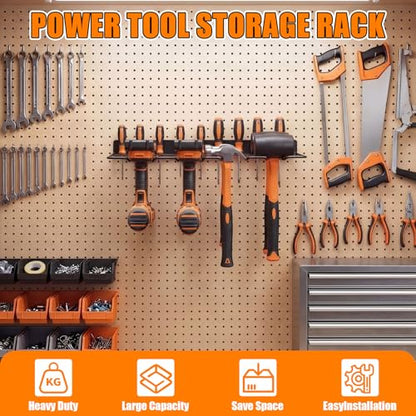 Frienda 4 Pack Power Tool Organizer Drill Holder Wall Mount Drill Holder Heavy Duty Garage Storage and Tool Organizer with 8 Slots 32 Screwdriver Rack Ideal Garage Organization Gifts for Power Tools