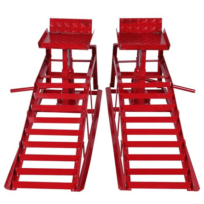 2Pcs Metal Hydraulic Auto Repair Ramps, 5 Ton Capacity Vehicle Service Ramps for Cars, Trucks & Routine Tire Replacement