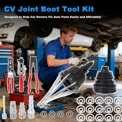 Pneumatic CV Joint Boot Expander Tool Kit,Expander Rod Spreader Installation Removal Tool with 15 Sets Clamps and 4 Air Hose Fittings for Rubber Boots Installation and Removal (Black) - color: Black