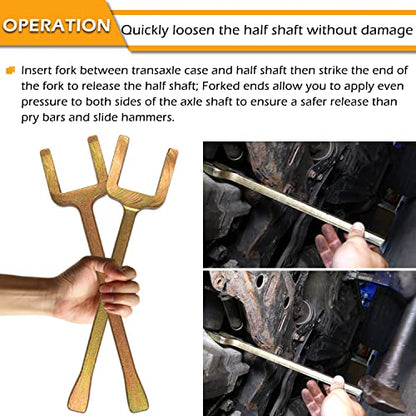 12020 Axle Popper Kit CV Axle Removal Tool CV Axle Wedge and Popper Set For Common CV Axles, Transaxles & Transmissions, Use to Break Half Shafts Loose from Transaxle, Fix Damaged CV Joints, 2 pcs