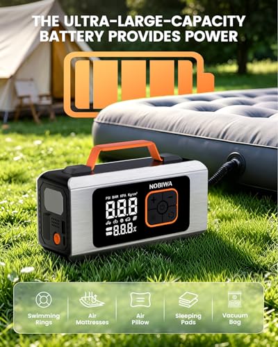 Tire Inflator Portable Air Compressor,150PSI,100% Duty Cycle & Dual Cylinder Bike Pump, 6X Faster Inflation,tire inflator portable air compressor for car,air mattress,Bicycle,Balls,LED Light