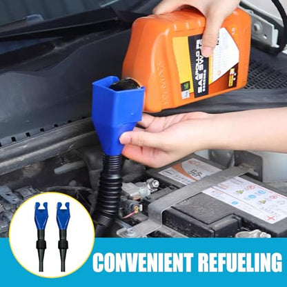 Flexible Car Fuel Funnel, Foldable Clasp Gasoline Funnels, Blue | Retractable Plastic Automotive Oil Exchange Funnels, Universal Draining Tool for Cars and Motorcycles - color: Blue