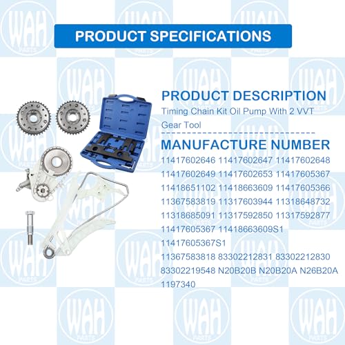 Timing Chain Kit Oil Pump With 2 VVT Gear Tool Compatible With 2012 2013 2014 2015 2016 BMW N20 N26 X4 X5 228 320 328 2.0L 3.0L 11417602646 11417602649
