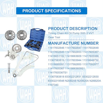 Timing Chain Kit Oil Pump With 2 VVT Gear Tool Compatible With 2012 2013 2014 2015 2016 BMW N20 N26 X4 X5 228 320 328 2.0L 3.0L 11417602646 11417602649