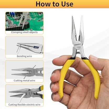 BOOSDEN 5" Needle Nose Pliers-10 Pack, Jewelry Pliers Set with Side Cutter, Mini Fine Tip Precision Pliers for Jewelry Making, Electronics, Craft, Beading - Bulk Classroom Set for Teachers & Hobbyists - size: 5''-10 pack