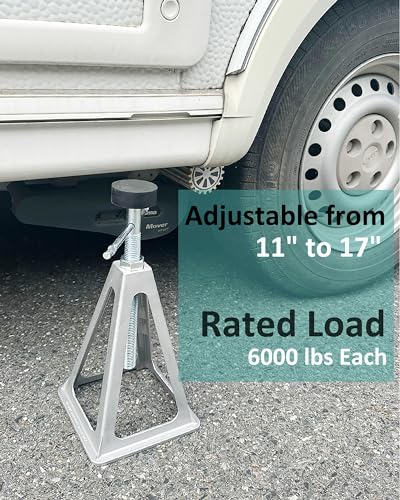 X-Haibei RV Stabilizers Jacks for Trailer Camper 4 Pack Aluminum Stack Jack Stands 6000 Pounds Supports with Cushion Rubbers Adjustable from 11" to 17"