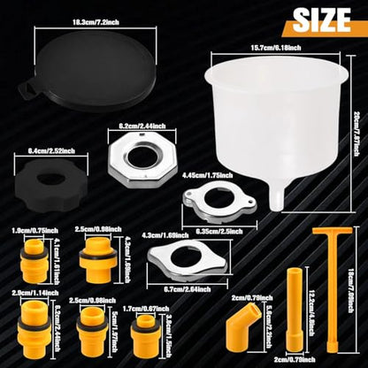 15-Piece No-Spill Coolant Funnel Kit with Adapters and Extensions, Universal Radiator Burping Funnel, Fitment for Automotive Cooling System, Used for Most Vehicles