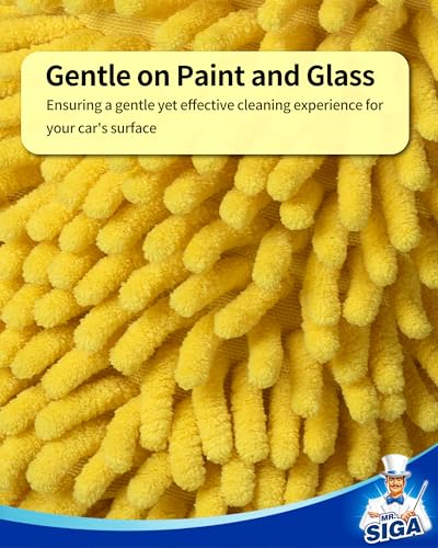 MR.SIGA Premium Microfiber Soft Chenille Car Wash Mitt, Pack of 2, Blue & Yellow - color: Blue & Yellow