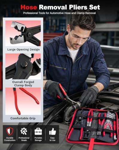 5 Piece Electrical Disconnect Pliers Electrical Connector Removal Tool Set Automotive Trim Clip Hose Clamp Release Car Specialty Tool Set for Car Tight Engine Bay Repair Maintenance