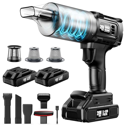 Car Vacuum Cordless, 35000PA Strong Suction Handheld Vacuum with 2 Detachable Batteries, 60Min Runtime Portable Vacuum Cleaner for Car Detailing, Pet Hair, Home Couch & Office, 350ML XL Dust Cup - color: Black