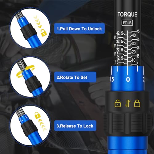 3/8" Drive Magnetic Spark Plug Socket Set, 5-45FT.LB/6.8-61Nm | Click Torque Wrench, 14PCS Swivel Spark Plug Socket, Universal Joint, Extension Bar, CR-V Steel for Easy Spark Plug Removal - size: 14PCS