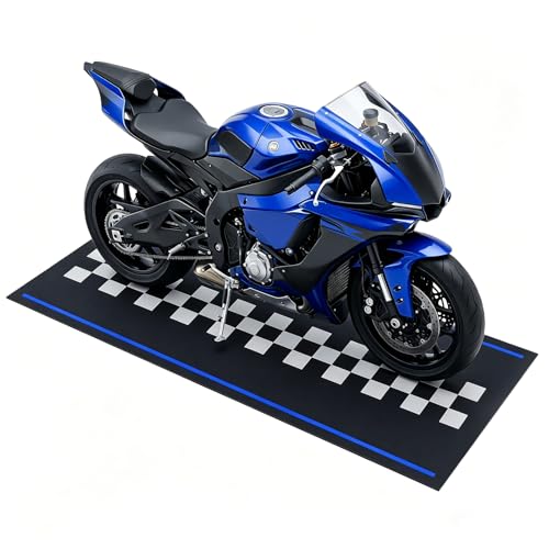 Motorcycle Mat for Garage, Washable Non-Slip Backing Garage Floor Mat, Oil & Leak Resistant Bike Parking Mat, Protects Floors from Spills & Stains (78x31in) - color: Track Style
