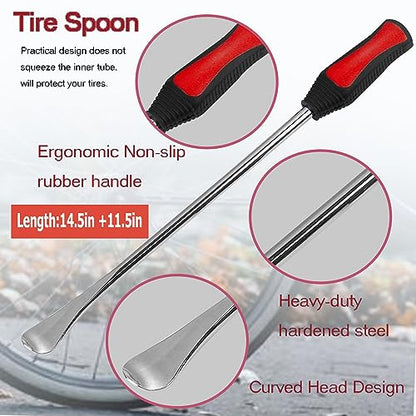 Tire Spoons Lever Motorcycle Dirt Bike Lawn Mower Tire Changing Tools with Bag 1x14.5 inch 2x11 inch Tire Irons 3X Rim Protectors,Valve Tool,Valve Cap - color: red+orange