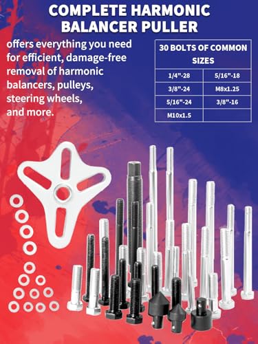 Harmonic Balancer Puller 46pcs Steering Wheel Puller Flywheel Remover Crankshaft Pulley Removal Steering Wheel Pulling Set