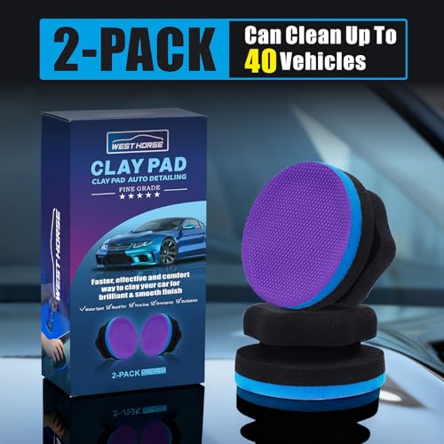 Synthetic Clay Hand Clay Bar Pad, 2-Pack, Blue Purple | Car Auto Detailing, Cleansing, Paint Surface Prep Tool, For Waxing & Polishing