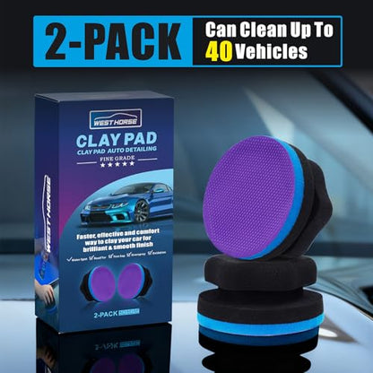 Synthetic Clay Hand Clay Bar Pad, 2-Pack, Blue Purple | Car Auto Detailing, Cleansing, Paint Surface Prep Tool, For Waxing & Polishing