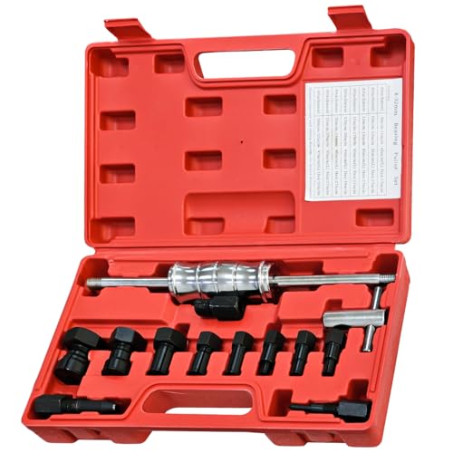 13Pcs Blind Hole Collet Bearing Puller Set, Slide Hammer Pilot Inner Bearing Removal Tool with 8-32mm Collets, Internal Bearing Extractor Puller Kit