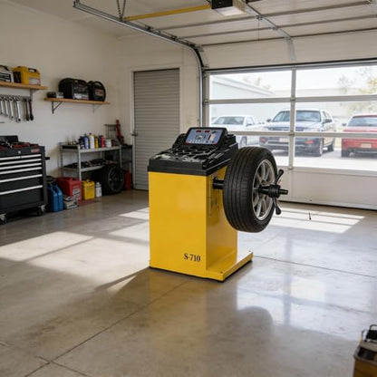 Wheel Balancer Machine, 10-24" Rim, Manual Input, Dynamic/Static/ALU/Motorcycle Modes, 0.25KW Pure Copper Motor, 110V for Garage Workshop Tire Repair (±1g Accuracy)