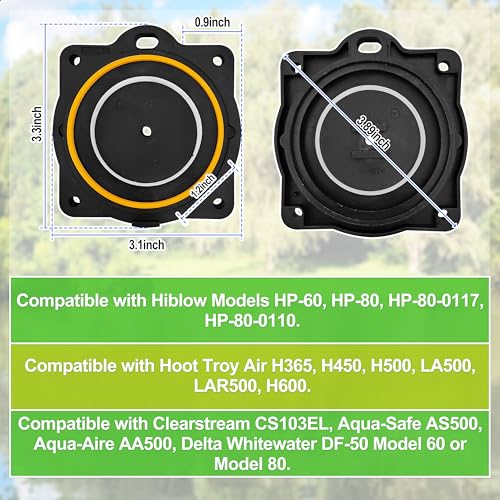 HP-80 HP-60 Air Pump Rebuild Complete Kit Replacement for Hiblow HP 80/HP 60, including the diaphragm, filter, and screws.