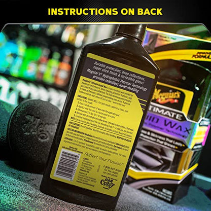 Meguiar's Ultimate Liquid Wax, Improved Liquid Car Wax Formula for Durable Protection that Shines, Premium Towel and Applicator Pad Car Accessories Included, 16 Oz Bottle - size: 16 Fl Oz (Pack of 1), style: Liquid Wax
