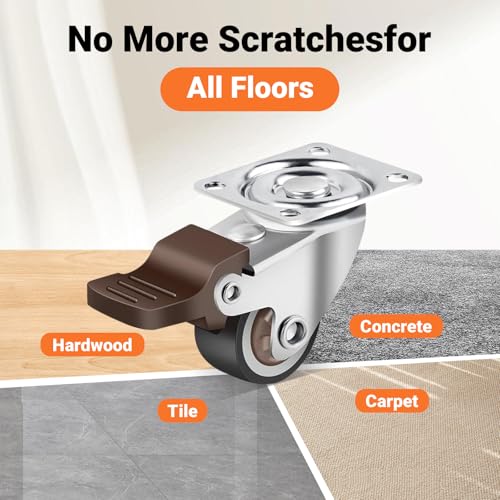 Nefish 1 Inch Small Casters Set of 12, Low Profile Soft Rubber Casters Wheels for Furniture, 360 Degree Swivel Plate Castors, Flexibly Light Duty Castor Wheels for Cabinet, Boxes, Trash, DIY - style: 1 IN (12 Pack)