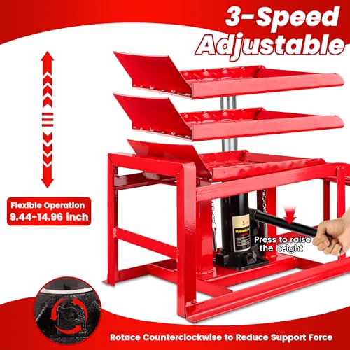 2PCS 5T 11060lbs Hydraulic Car Ramps, Heavy Duty Hydraulic Vehicle Ramps Lift Ramp, Portable Car Ramps for Oil Changes, Car Lifts for Home Garage, Vehicle Auto Garage Repair, Mens Gifts Ideas - color: Red
