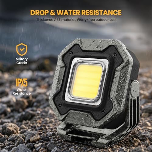 2-Pack 6000mAh Rechargeable LED Work Light, 16Hrs Long-Lasting 1200LM Waterproof Magnetic Job Site Lighting, 180° Rotating 4 Modes 6500K Work Lamp for Car Repair Mechanic Camping Fishing Emergency - color: Gray