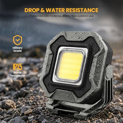 2-Pack 6000mAh Rechargeable LED Work Light, 16Hrs Long-Lasting 1200LM Waterproof Magnetic Job Site Lighting, 180° Rotating 4 Modes 6500K Work Lamp for Car Repair Mechanic Camping Fishing Emergency - color: Gray