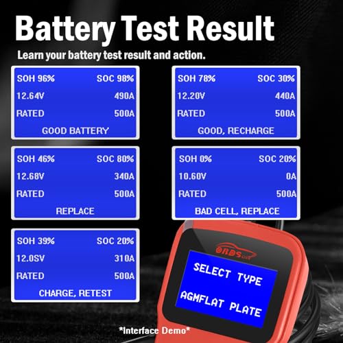 OS760 12V Car Battery Tester Automotive 100-2000 CCA Battery Load Tester Auto Cranking Charging Test Scan Tool Digital Alternator Analyzer