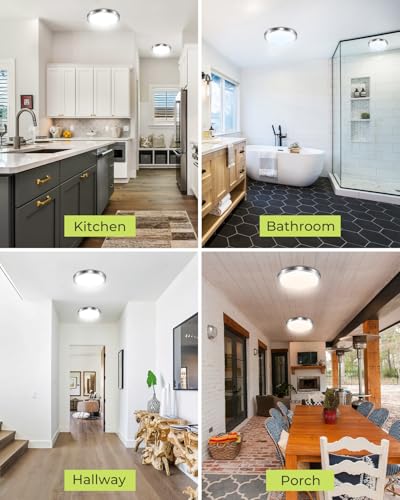 hepside 1PACK LED Flush Mount Ceiling Light Fixture Black, 9Inch 24Watt, 3000k/4500k/6000K Ceiling Light, Ultra Slim Flush Mount LED Ceiling Lamp for Bedroom, Living Room, Kitchen, Hallway - color: Brushed Nickel, size: 9Inch-1pack