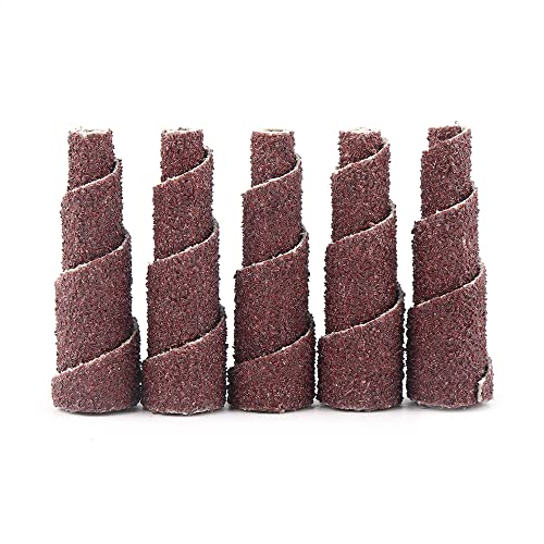 SI FANG 1-1/2 inch Cone Mini Sanding Engine Port and Polish Kit, 80 Grit Aluminum Oxide Spiral Rolls Full Taper, Porting and Polishing Set Sandpaper Sanding Abrasive for Flash Removal (5 Pack) - style: 80# 1-1/2''(Cone)