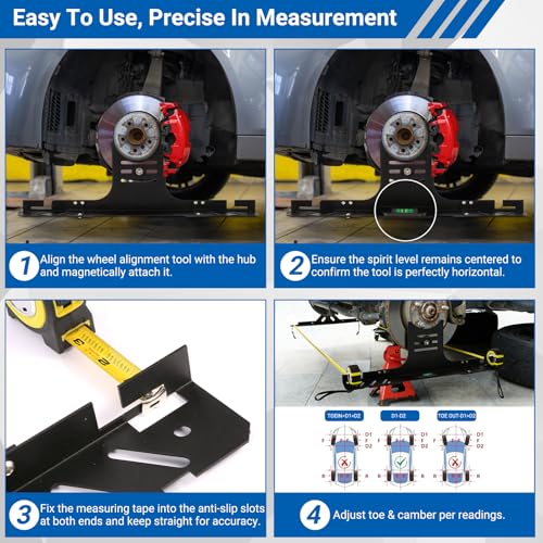 Wayona 2 PCS Upgraded Wheel Alignment Tool Kit with Magnet & Measuring Tapes, Heavy Duty Front End Toe Camber Alignment Tool Plates, Quick Installation for Car, Truck, SUV and Home Automotive Use