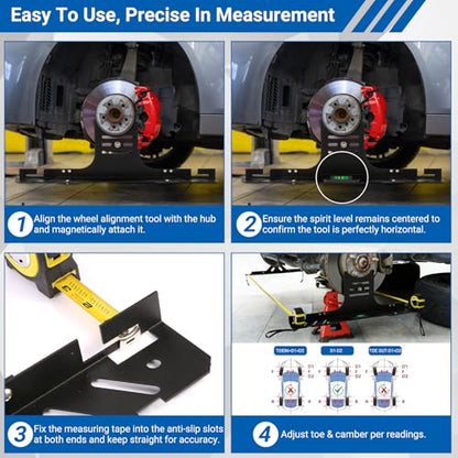 Wayona 2 PCS Upgraded Wheel Alignment Tool Kit with Magnet & Measuring Tapes, Heavy Duty Front End Toe Camber Alignment Tool Plates, Quick Installation for Car, Truck, SUV and Home Automotive Use
