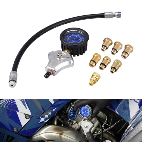 NICECNC Engine Cylinder Compression Tester Kit with 10 mm, 12 mm, and 14 mm Spark Plug for 2-Stroke and 4-Stroke Engines Compression Gauge Tool & Routine Quick Engine Checks