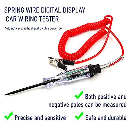 Heavy Duty 3-70V Automotive Test Light,Digital LED Relay Tester with 110 Inch Retractable Spring Wire,Multifunctional Car Circuit Tester for Testing Fuses,Voltage,Acc,Engine