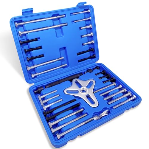 Thorstone 46pcs Harmonic Balancer Puller Set, Steering Wheel Puller, Blue - color: Blue, size: Puller