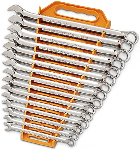 GEARWRENCH 30 Piece 12 Point Long Pattern Combination SAE/Metric Wrench Set with Wrench Racks (1/4-1 in., 8-22 mm) - 81937 - size: 25 PC