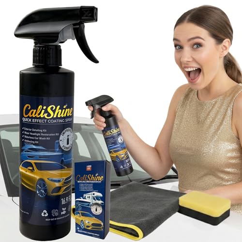 CaliShine Quick Effect Coating Spray - 16.9 fl oz Waterless Ceramic Car Wax Coat - Detail Polish & Cleaner for Cars Boat Body & Glasses, Window Glass and Headlight - Shine Restoration Kit (500 ml) - size: 16.9 Fl Oz (Pack of 1)