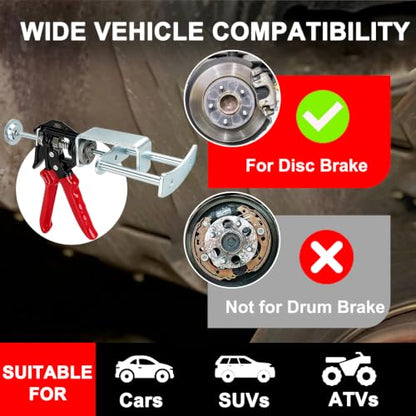 Quick Brake Caliper Compression Tool for Dual Piston Disc Brake Calipers | Heavy Duty Brake Piston Compressor for Brake Pad Replacement on Most Cars, SUVs & Light Trucks - size: Dual Brake Pad Spreader
