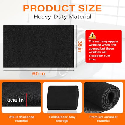 Heavy Duty Oil Mat for Driveway, 36 x 60 Inch Garage Mat for Under Car | Premium Oil Change Mat, Rubber Backing Non-Slip and Waterproof, Absorbent Pads Protect Your Floor from Spills, Oil Drips - size: 60x36in