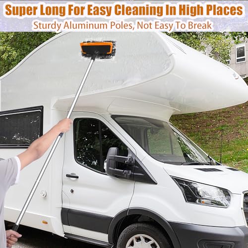 62'' Car Wash Brush with Long Handle, Complete Car Wash Kit, Scratch-Free Car Cleaning Brush Mop Kit with Clay Bar, Wash Mitt, Window Squeegee, Wheel Brush, Storage Bag for Car Truck RV