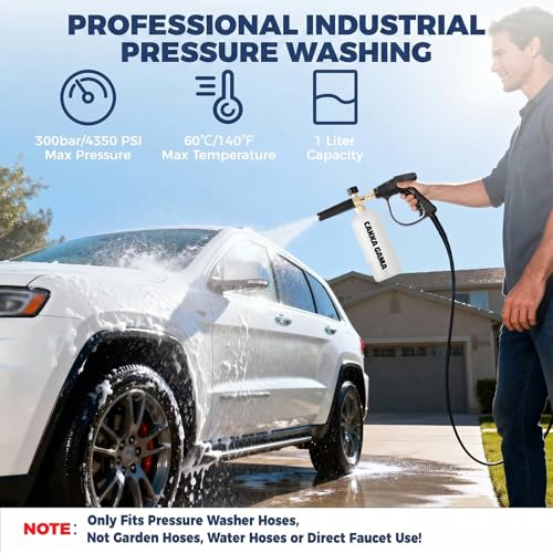 Pressure Washer Gun with Foam Cannon, Industrial Car Wash Foam Gun Kit 1/4 Quick Connector, Adjustable Soap Cannon with 5 Pressure Washer Nozzle Tips, Adapter, 1 Liter - size: Six-Piece Set